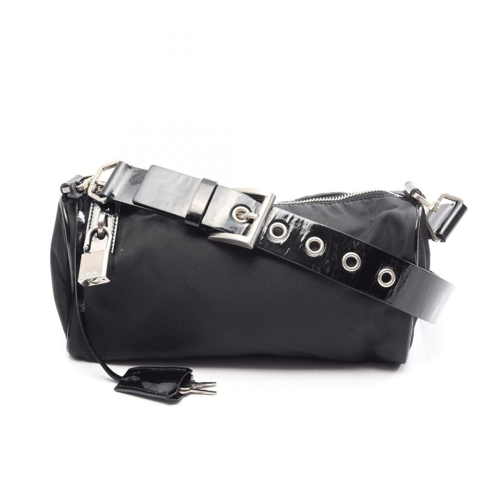 PRADA Black Leather Saffiano Shoulder Bag